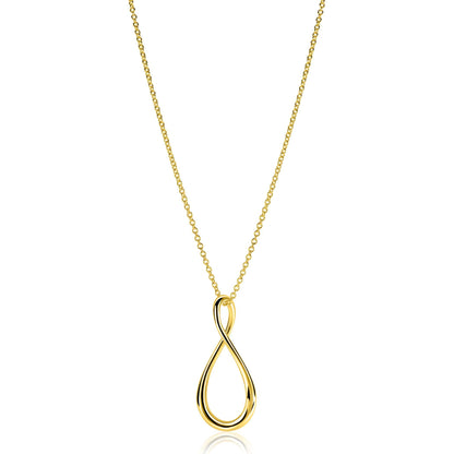 ZINZI goldplated zilveren ketting 60cm met grote gestileerde Infinity-hanger 52mm