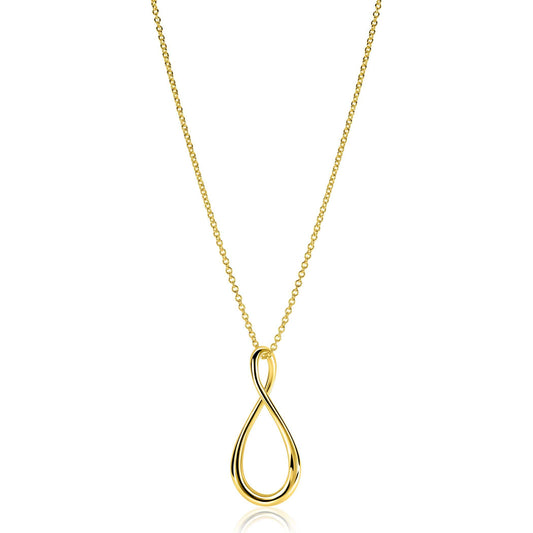 ZINZI goldplated zilveren ketting 60cm met grote gestileerde Infinity-hanger 52mm