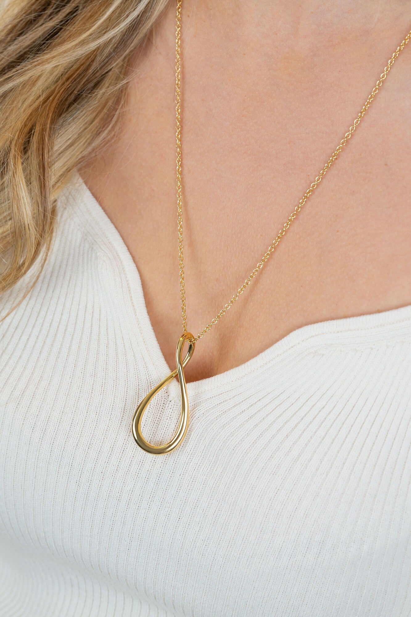 ZINZI goldplated zilveren ketting 60cm met grote gestileerde Infinity-hanger 52mm