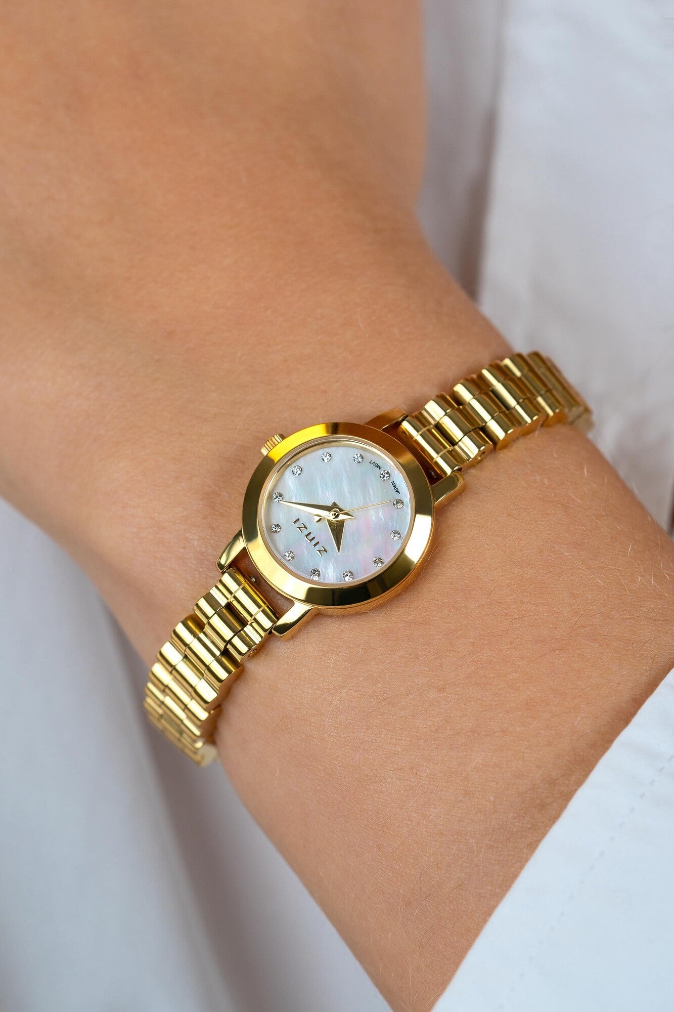 ZINZI Horloge 28MM Goudkleurig Met Zirconia’s