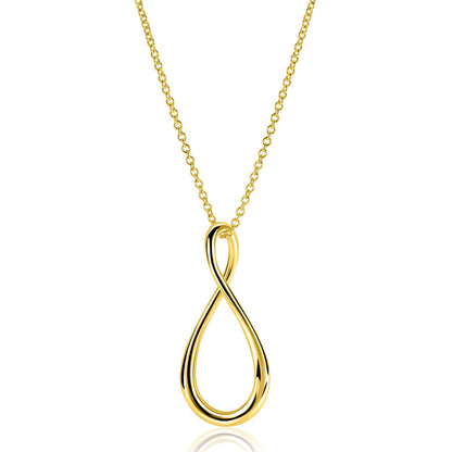 ZINZI goldplated zilveren ketting 60cm met grote gestileerde Infinity-hanger 52mm