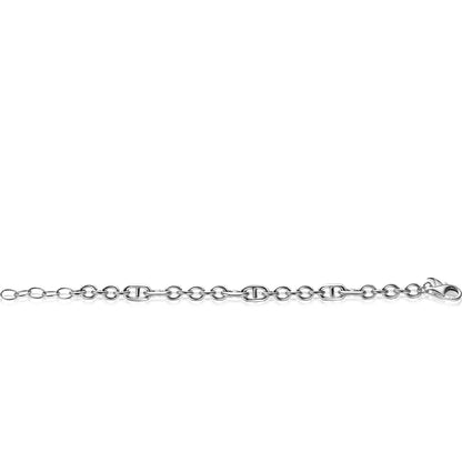 ZINZI zilveren schakel armband, waarbij ronde schakels zijn gecombineerd met zes trendy grotere marine schakels 7,8mm breed 17-20cm