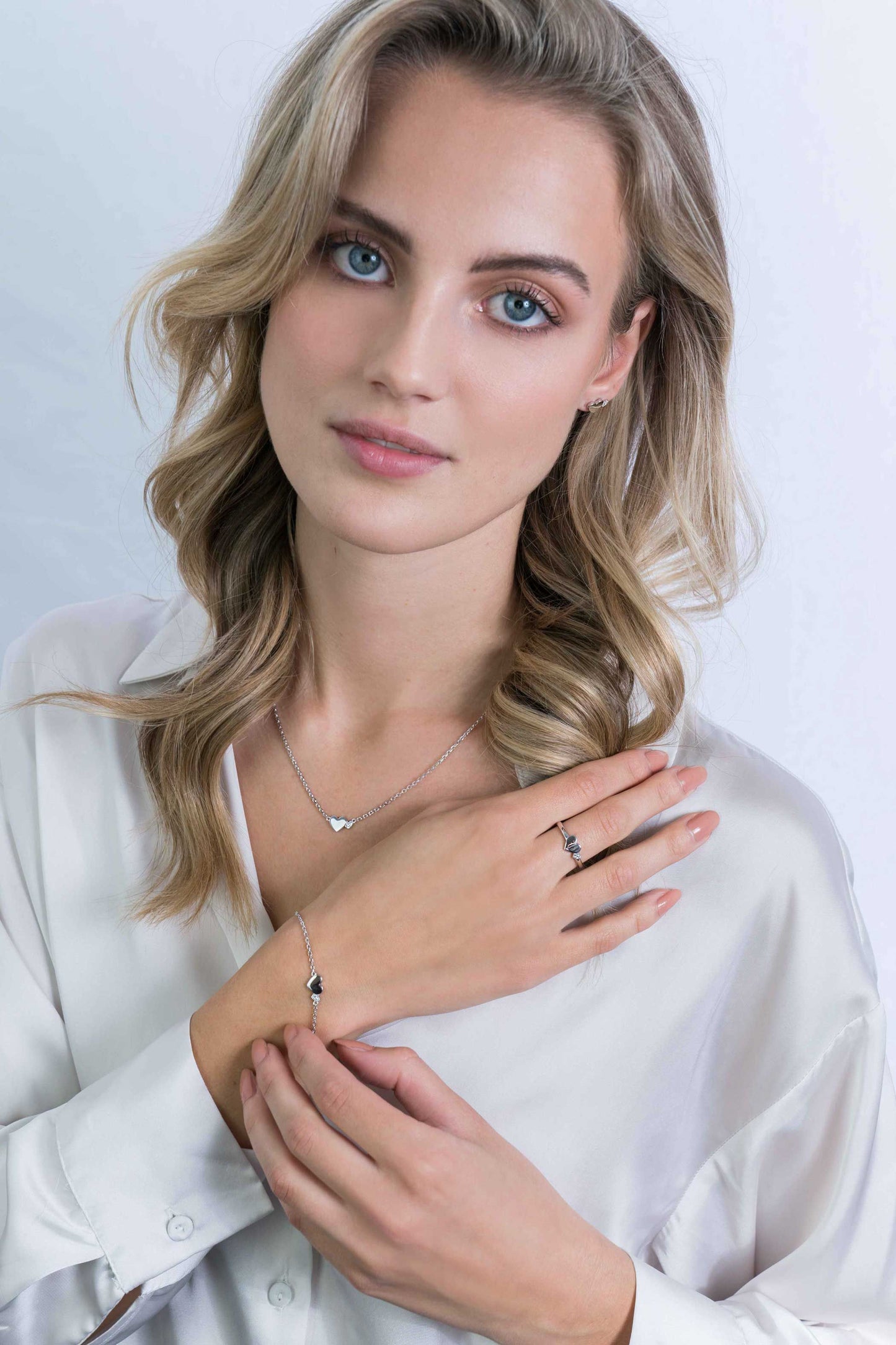 ZINZI zilveren armband met hartjes zirconia's/zilver 18-20cm