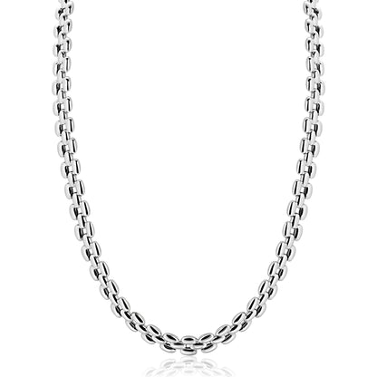 ZINZI zilveren brede rolex-style schakel-collier 8mm breed 43cm