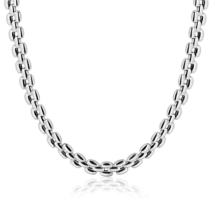 ZINZI zilveren brede rolex-style schakel-collier 8mm breed 43cm
