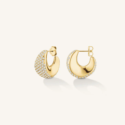 ROSEFIELD Pave moon hoops verguld