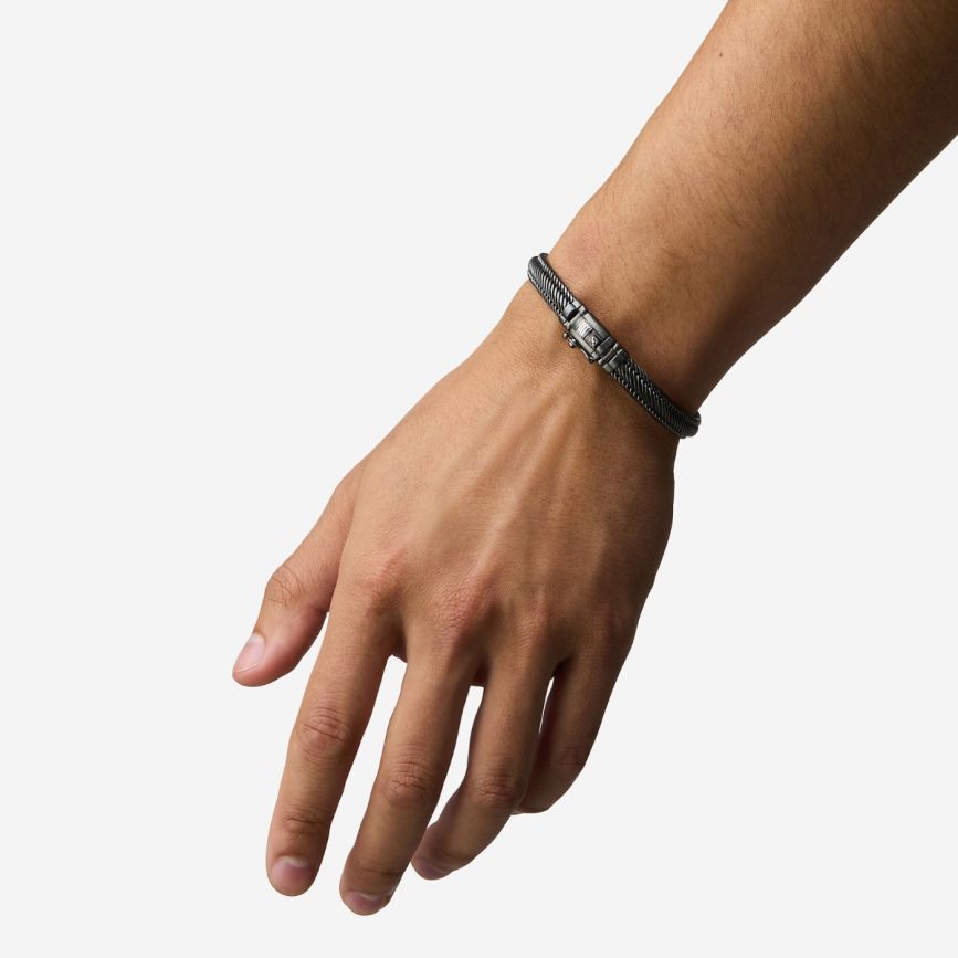 BUDDHA TO BUDDHA EDWIN MINI BLACK RUTHENIUM ZILVER ARMBAND